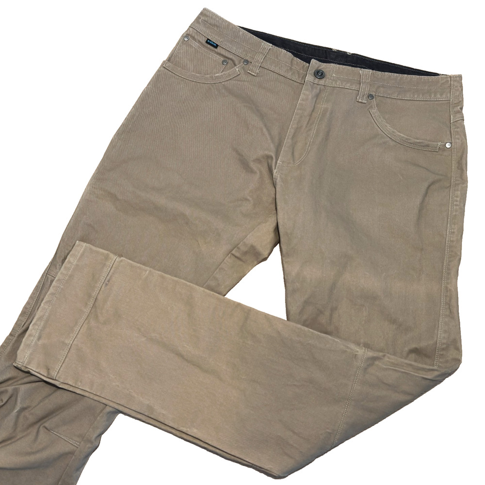 Kuhl Free Rydr Pants Mens 35x34 Tan Vintage Patina Stretch Workwear 5015 *Read